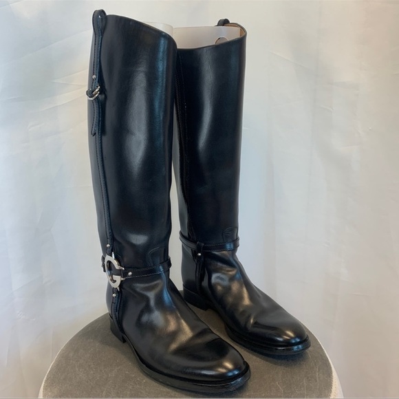 GUCCI Black Charlotte Flat Riding Boot Sz 38.5 equestrian - Picture 4 of 16